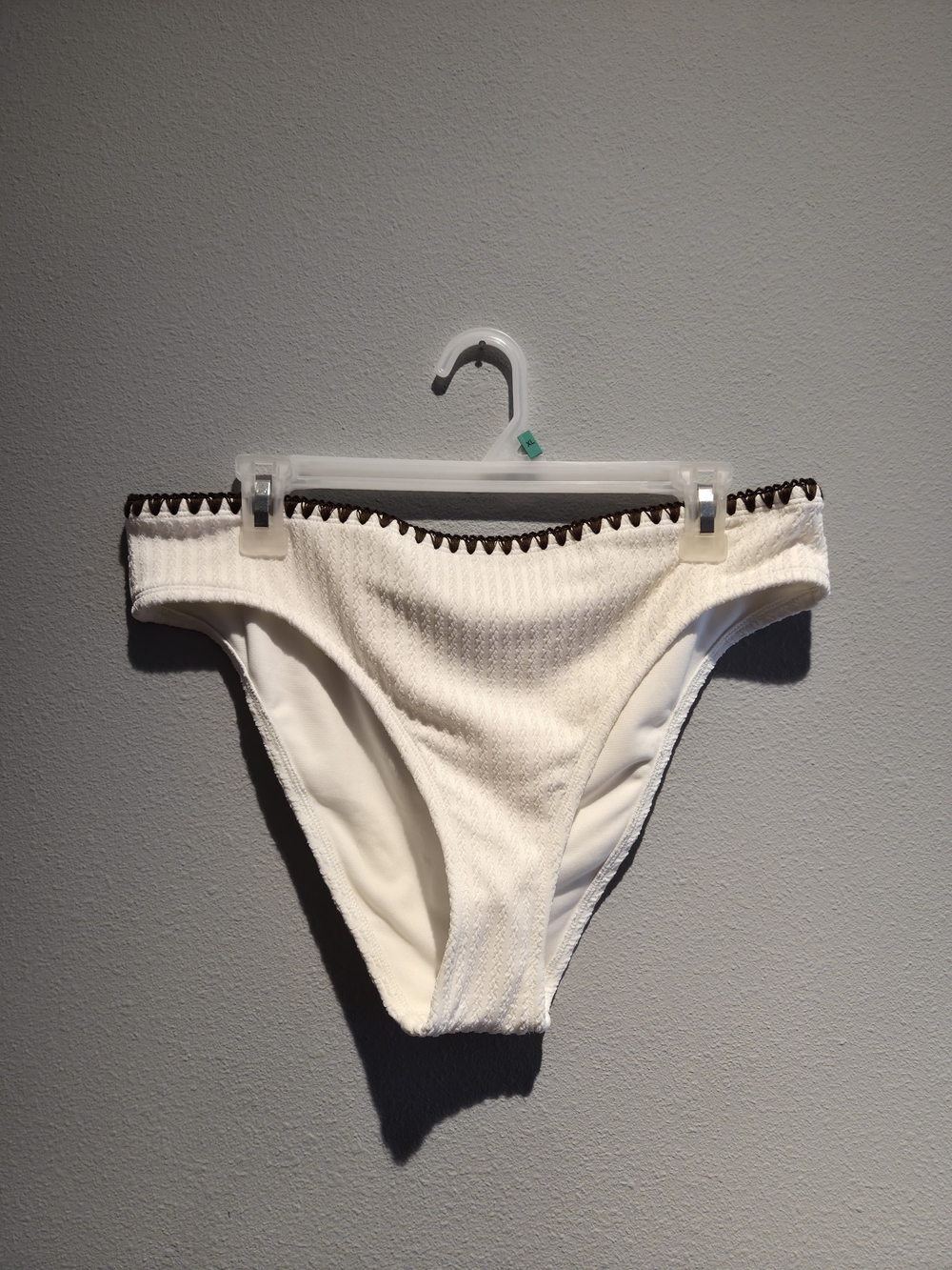 Time and Tru White Bikini Bottom with Brown Contrast Trim